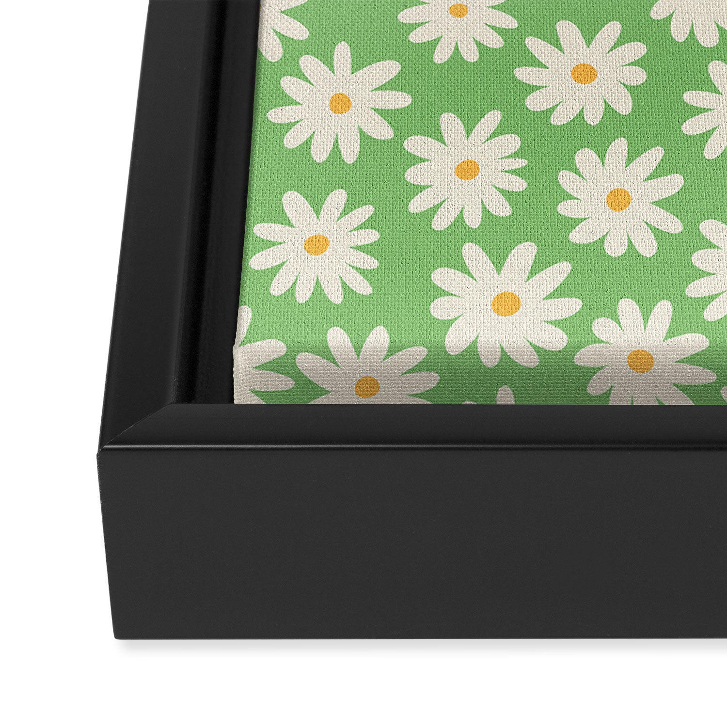 Retro Daisy Flower in Green Framed Canvas Print Gallery Image 3