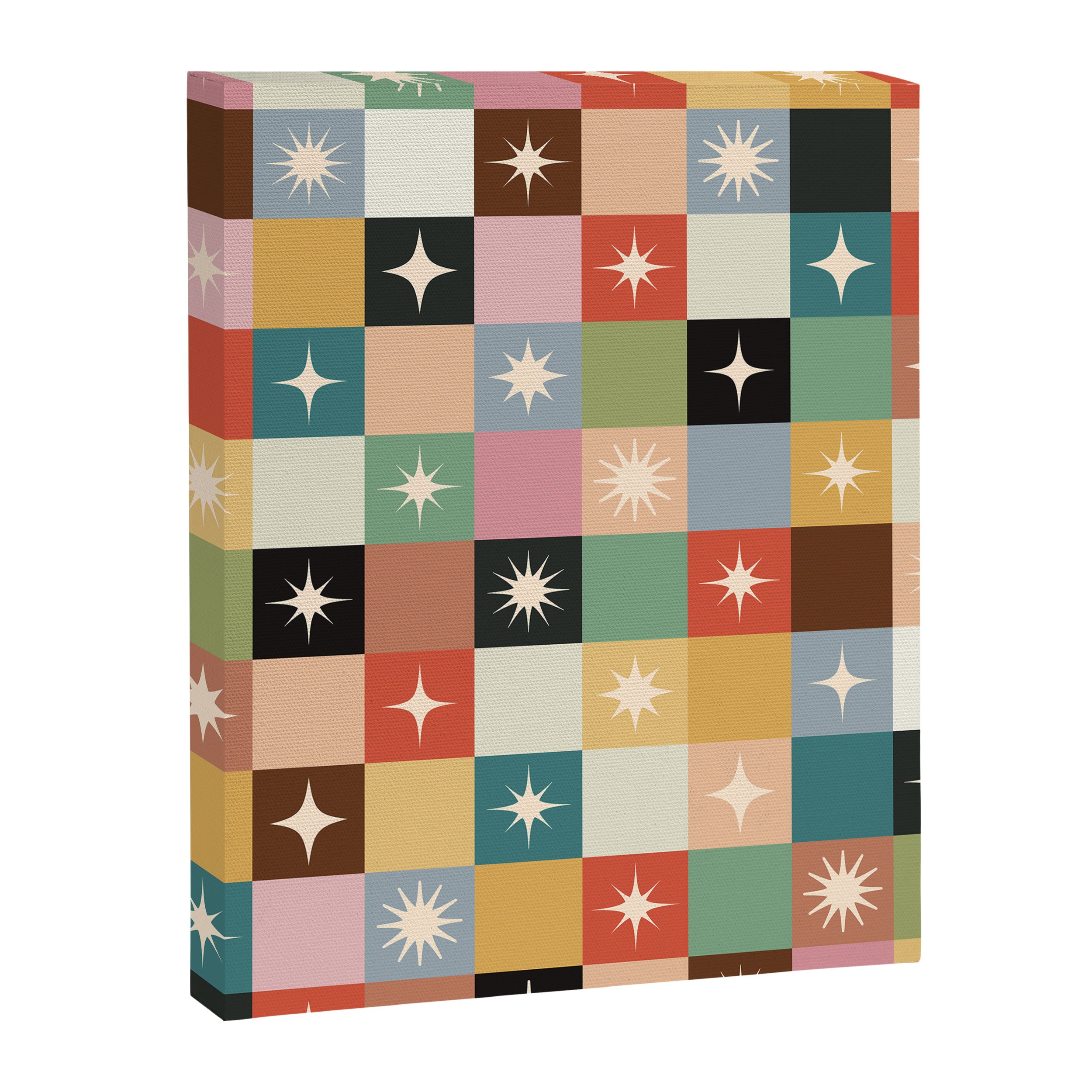 Retro Festive Sparkle Checker  Canvas Print Gallery Image 6