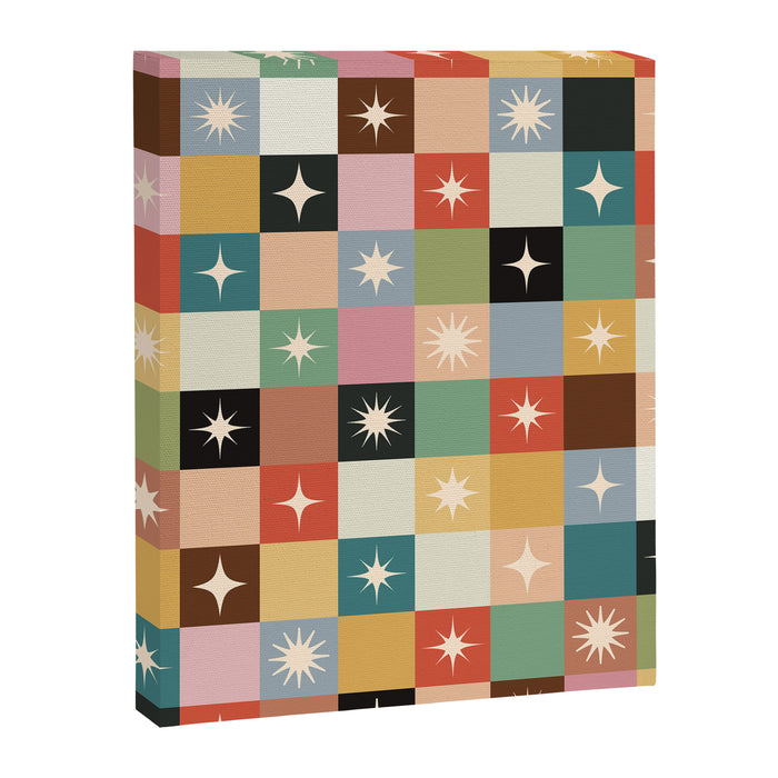 Retro Festive Sparkle Checker  Canvas Print Gallery Image 1