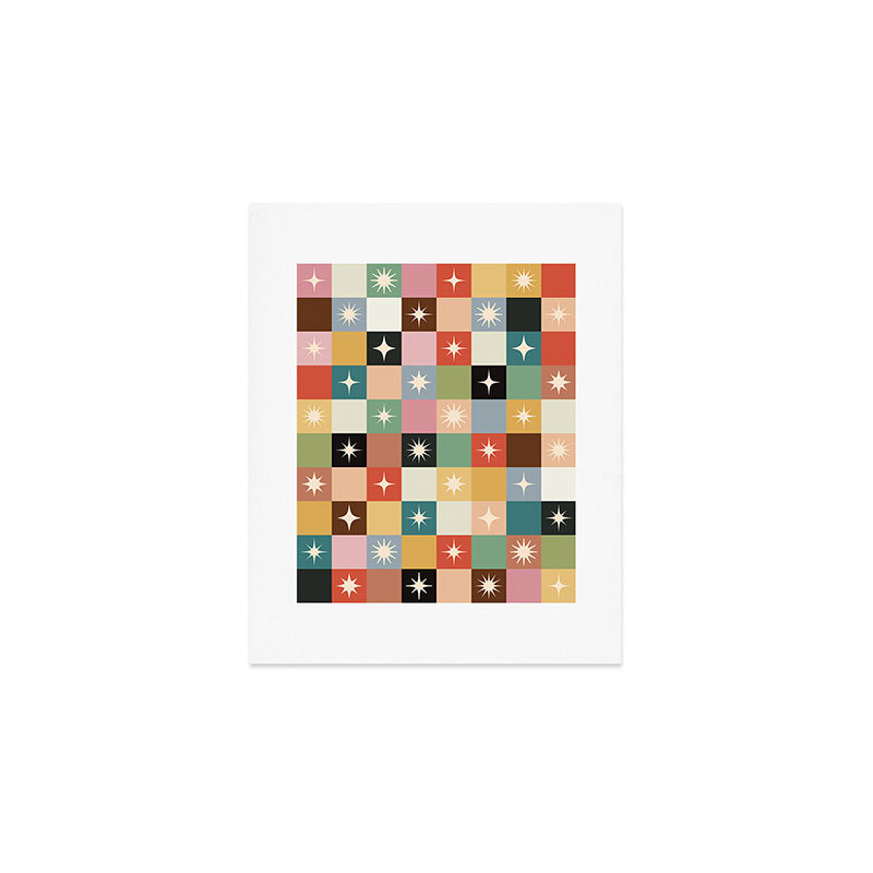 Retro Festive Sparkle Checker  Art Print Gallery Image 1