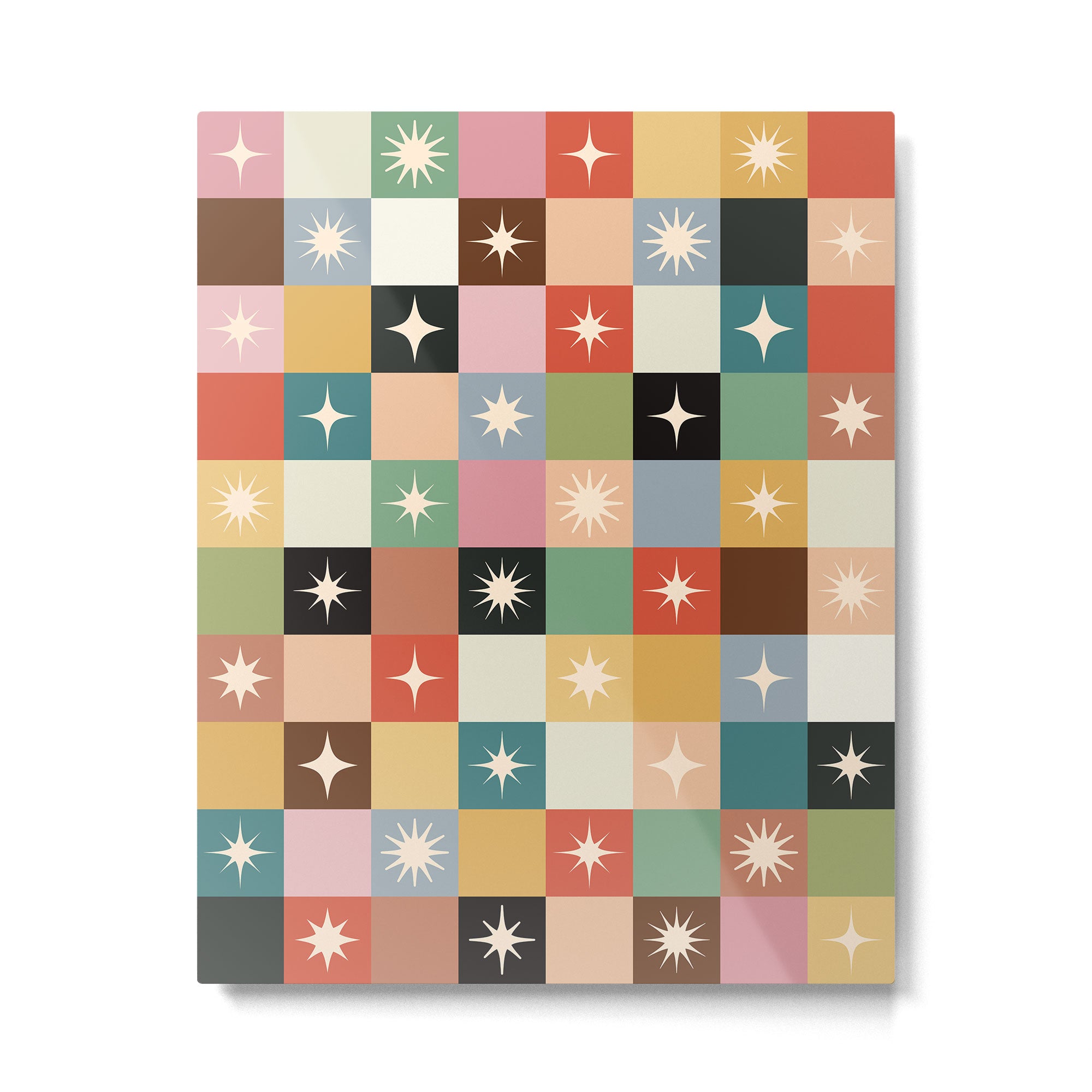 Retro Festive Sparkle Checker  Metal Print Gallery Image 4