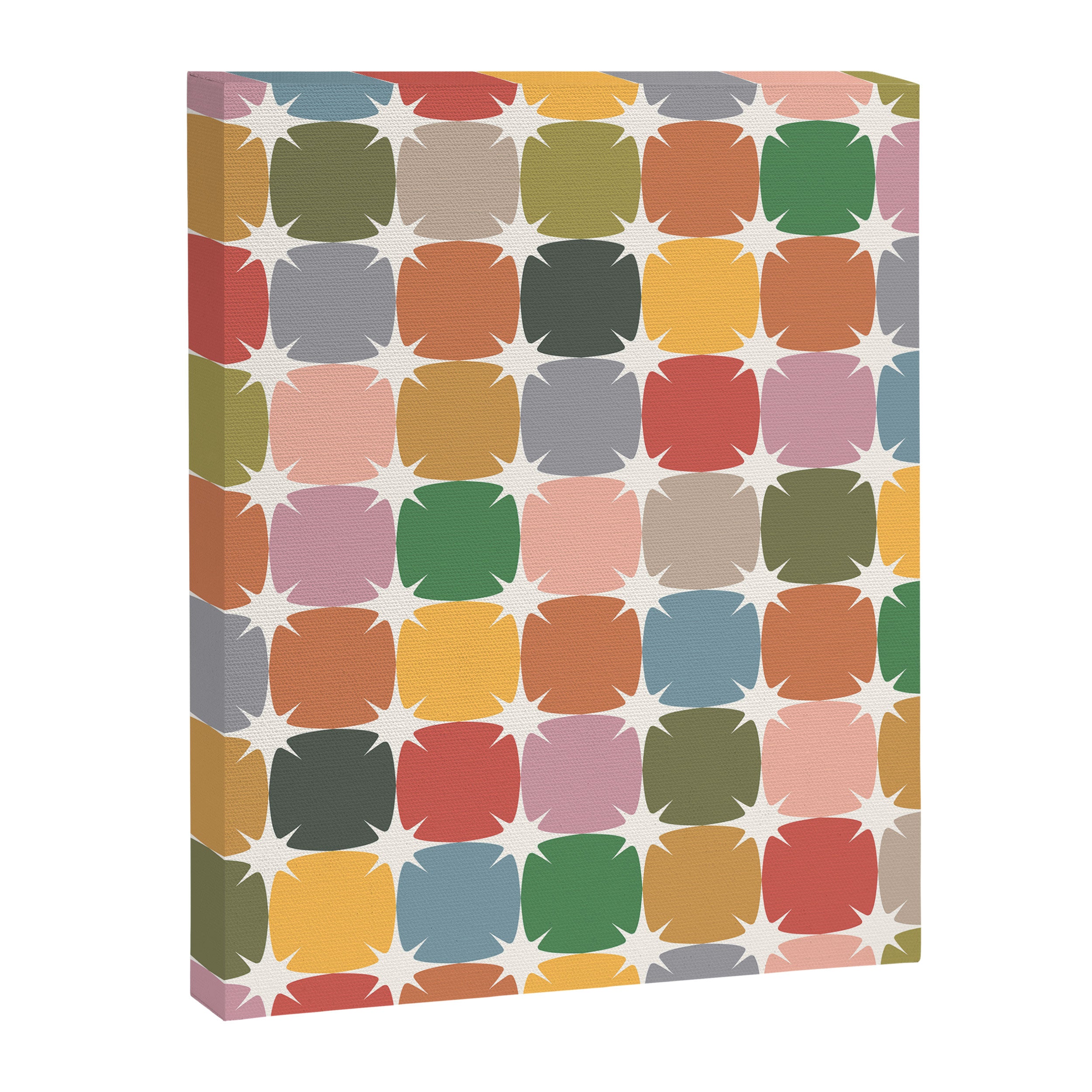 Retro Festive Sparkle Colorful Checker Canvas Print Gallery Image 6