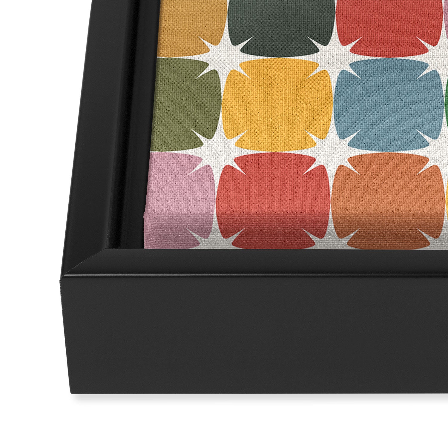 Retro Festive Sparkle Colorful Checker Framed Canvas Print Gallery Image 3