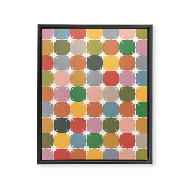 Retro Festive Sparkle Colorful Checker Framed Canvas Print Gallery Image 6