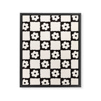 Retro Flower Checker in Black&White Framed Canvas Print Gallery Image 8