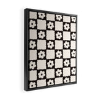 Retro Flower Checker in Black&White Framed Canvas Print Gallery Image 2