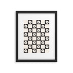 Retro Flower Checker in Black&White Framed Art Print Gallery Image 6