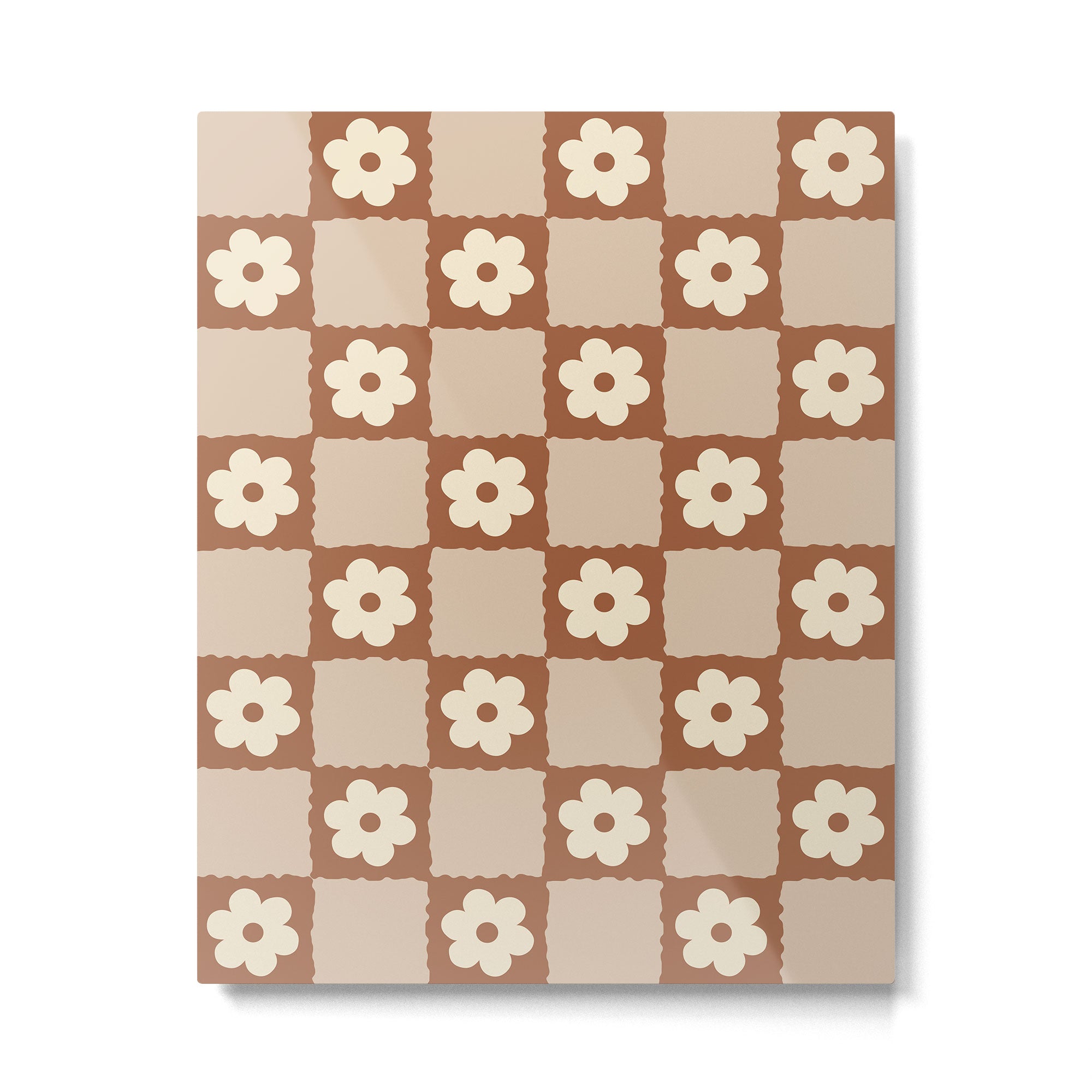 Retro Flower Checker in Brown Metal Print Gallery Image 6