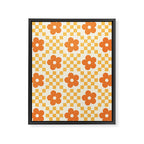 Retro Flower Double Checker in Yellow & Orange Framed Canvas Print Gallery Image 8
