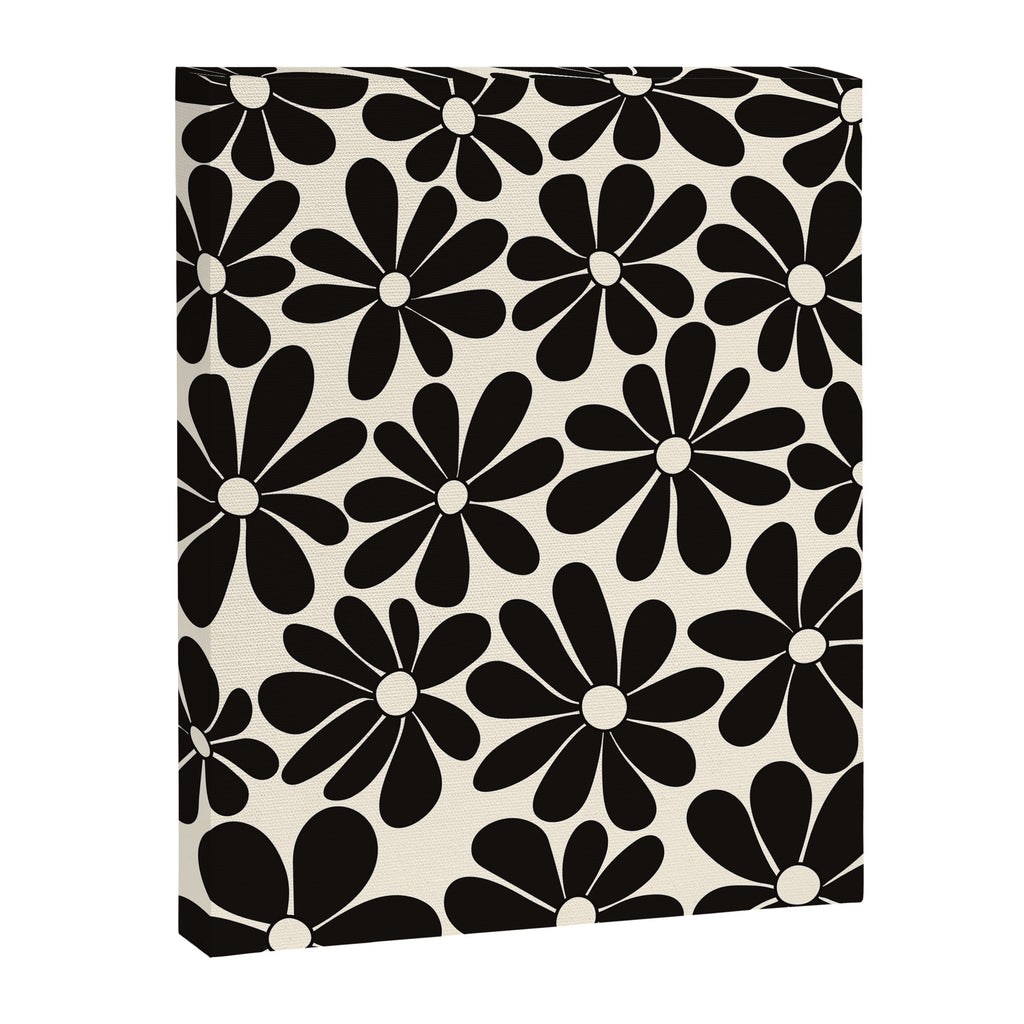 Retro Groovy Black & White Flowers Canvas Print Gallery Image 6