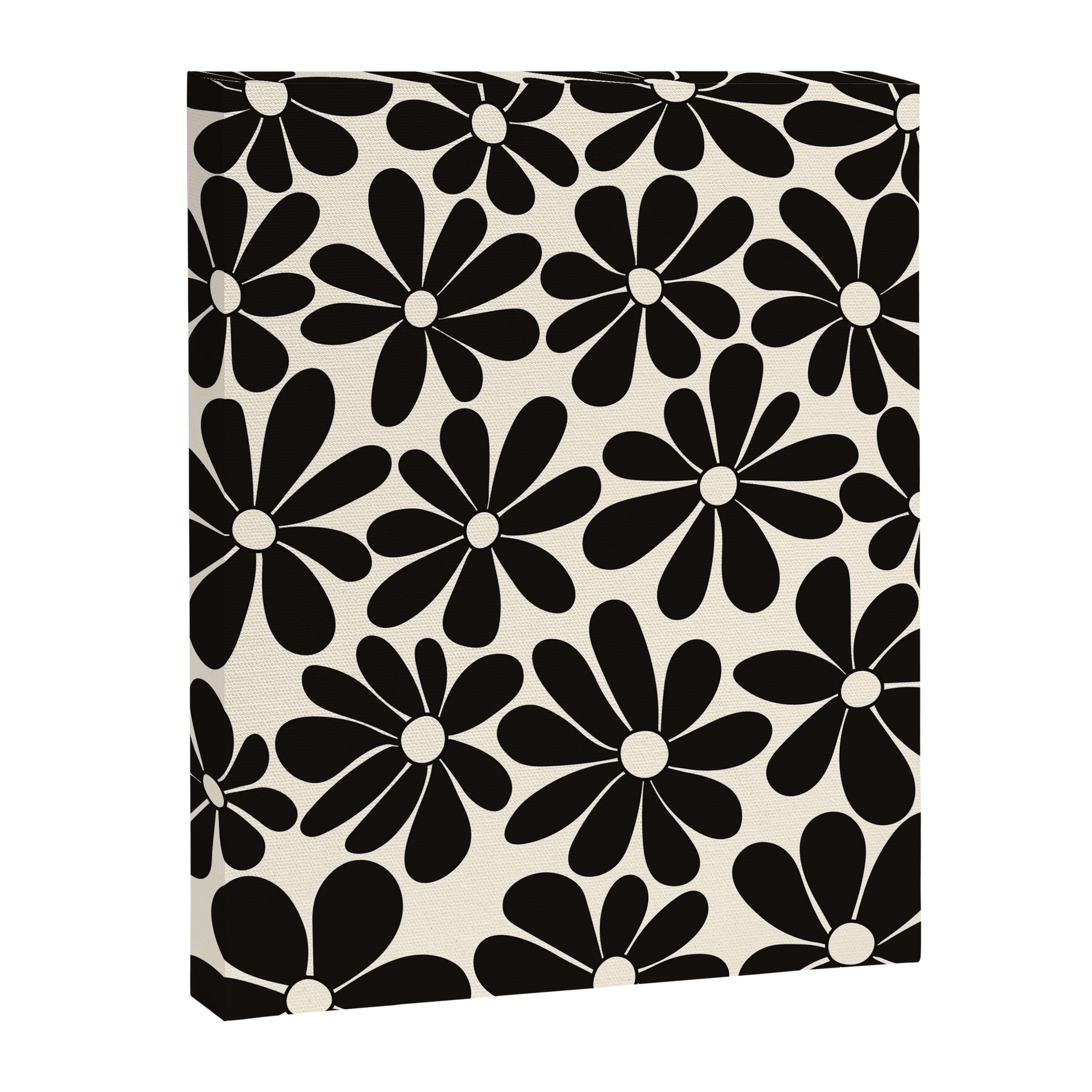 Retro Groovy Black & White Flowers Canvas Print Gallery Image 6