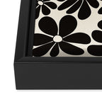 Retro Groovy Black & White Flowers Framed Canvas Print Gallery Image 3