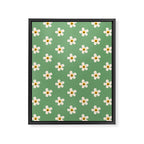 Retro Happy Daisy Flower in Green Framed Canvas Print Gallery Image 6