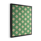 Retro Happy Daisy Flower in Green Framed Canvas Print Gallery Image 2