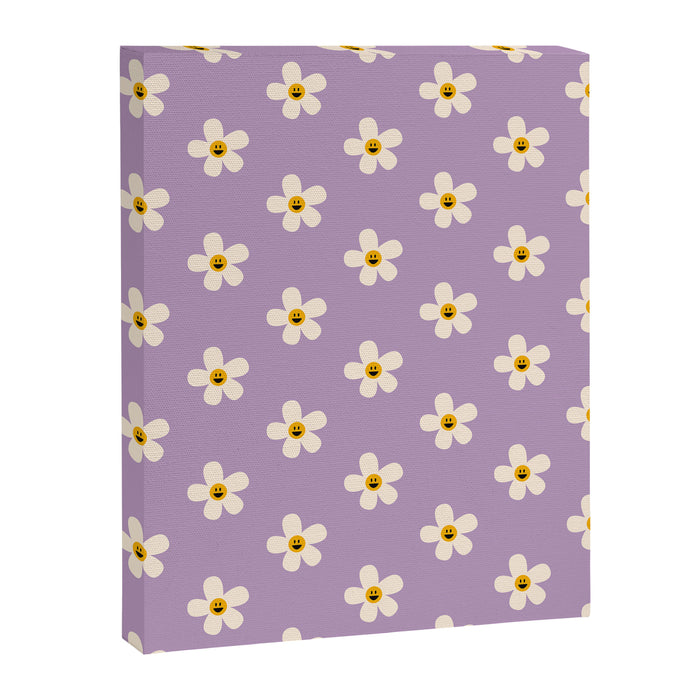 Retro Happy Daisy Flower in Purple Canvas Print Gallery Image 1