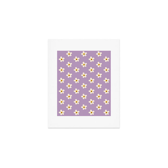 Retro Happy Daisy Flower in Purple Art Print Gallery Image 1