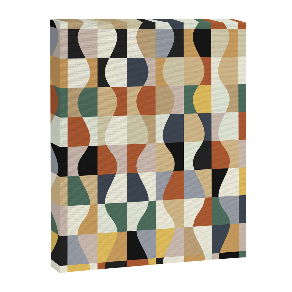Retro Neutral Wavy Checker Canvas Print Gallery Image 6