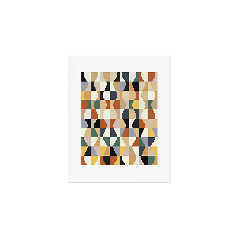 Retro Neutral Wavy Checker Art Print Gallery Image 1