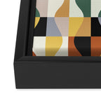 Retro Neutral Wavy Checker Framed Canvas Print Gallery Image 3