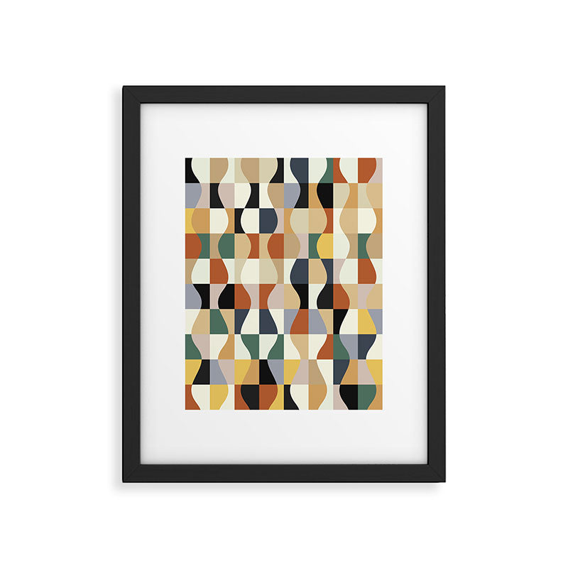 Retro Neutral Wavy Checker Framed Art Print Gallery Image 5