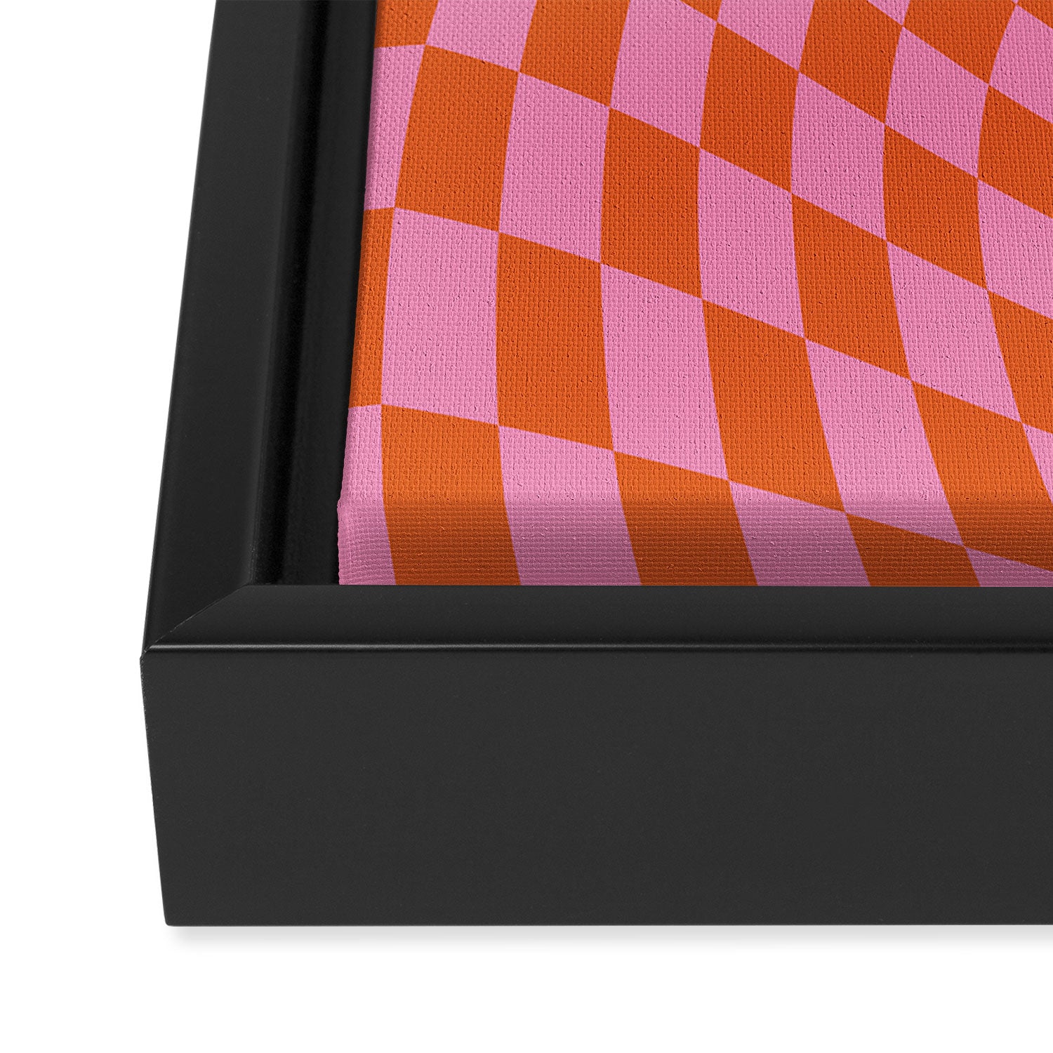 Retro Orange and Pink Checker Framed Canvas Print Gallery Image 3