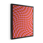 Retro Orange and Pink Checker Framed Canvas Print Gallery Image 2