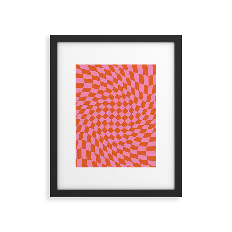 Retro Orange and Pink Checker Framed Art Print Gallery Image 5