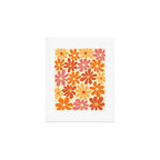 Retro Orange, Yellow & Pink Flower Pattern Art Print Gallery Image 1
