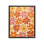 Retro Orange, Yellow & Pink Flower Pattern Framed Canvas Print Gallery Image 6