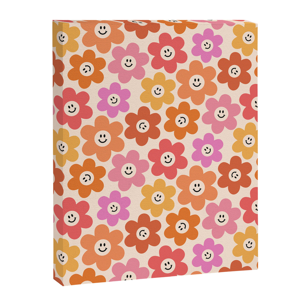 Retro Smiley Flowers Pattern Canvas Print Gallery Image 6