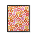 Retro Smiley Flowers Pattern Framed Canvas Print Gallery Image 6