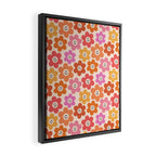 Retro Smiley Flowers Pattern Framed Canvas Print Gallery Image 2