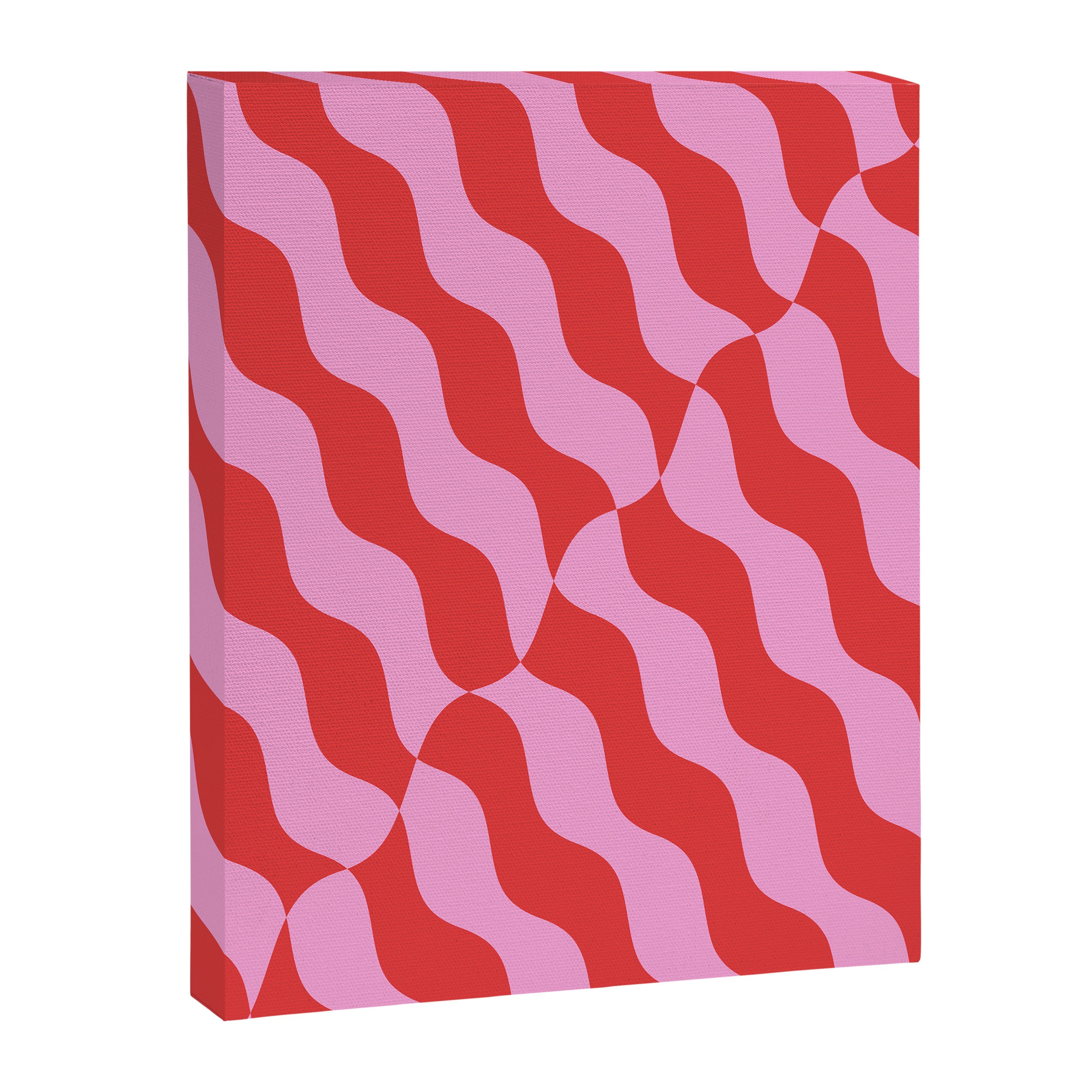 Retro Wavy Abstract Pattern in Red & Pink Canvas Print Gallery Image 6