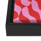 Retro Wavy Abstract Pattern in Red & Pink Framed Canvas Print Gallery Image 3