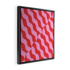 Retro Wavy Abstract Pattern in Red & Pink Framed Canvas Print Gallery Image 2