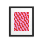 Retro Wavy Abstract Pattern in Red & Pink Framed Art Print Gallery Image 5