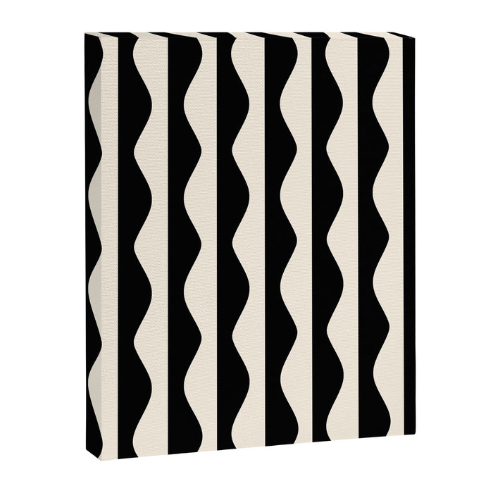 Retro Wavy Lines Pattern in Black & White Canvas Print Gallery Image 1