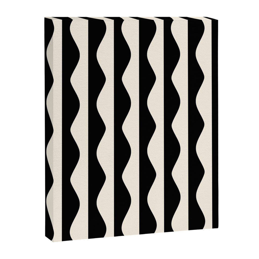 Retro Wavy Lines Pattern in Black & White Canvas Print Gallery Image 6