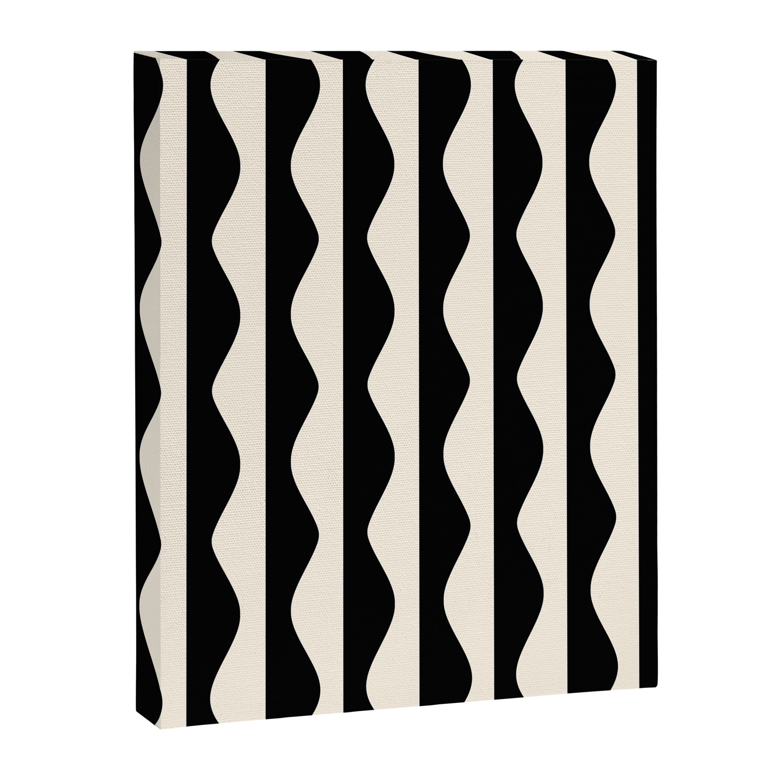 Retro Wavy Lines Pattern in Black & White Canvas Print Gallery Image 6