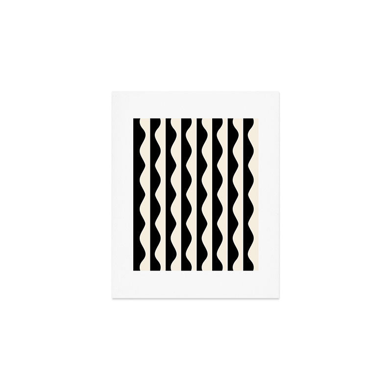 Retro Wavy Lines Pattern in Black & White Art Print Gallery Image 1