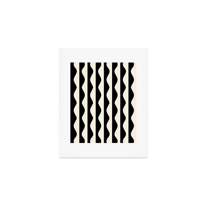 Retro Wavy Lines Pattern in Black & White Art Print Gallery Image 1