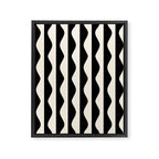 Retro Wavy Lines Pattern in Black & White Framed Canvas Print Gallery Image 6
