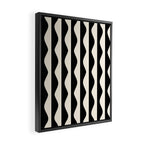 Retro Wavy Lines Pattern in Black & White Framed Canvas Print Gallery Image 2
