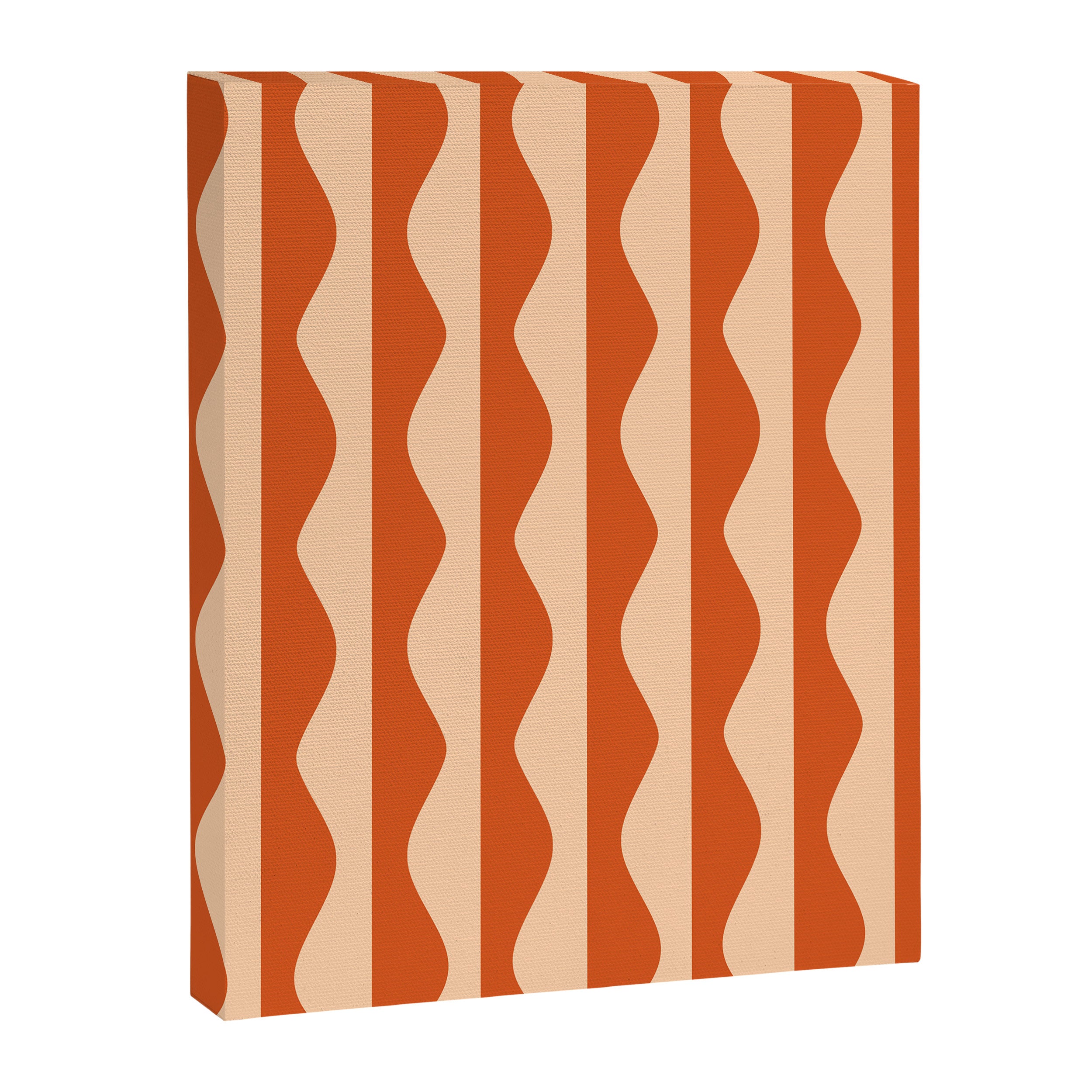 Retro Wavy Lines Pattern in Burnt Orange & Peach Canvas Print Gallery Image 6