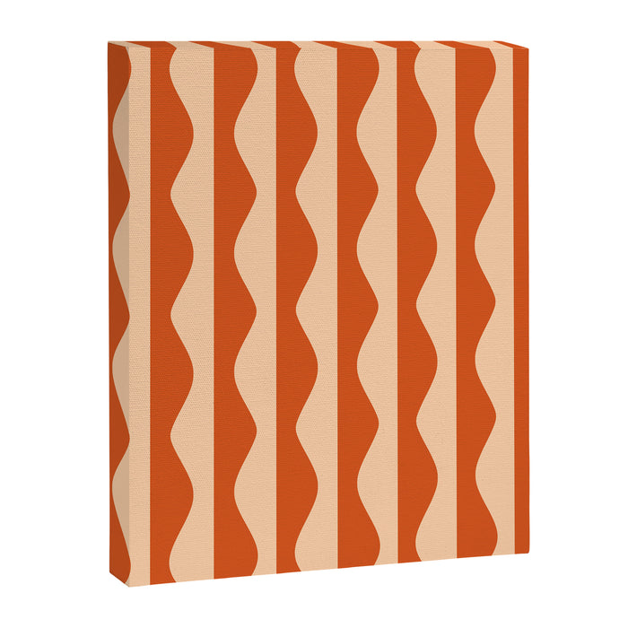 Retro Wavy Lines Pattern in Burnt Orange & Peach Canvas Print Gallery Image 1