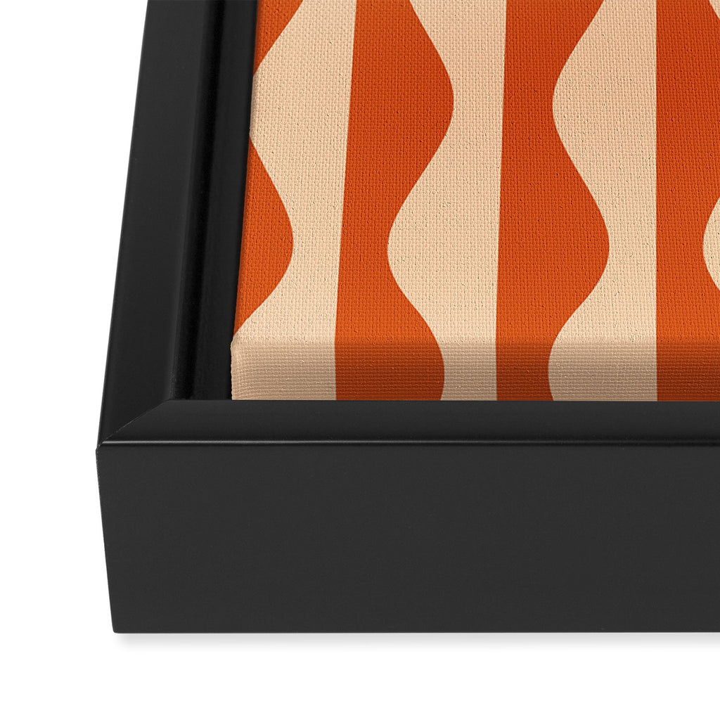 Retro Wavy Lines Pattern in Burnt Orange & Peach Framed Canvas Print Gallery Image 3