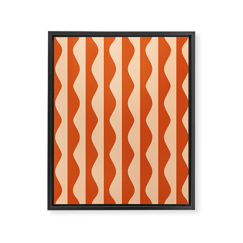 Retro Wavy Lines Pattern in Burnt Orange & Peach Framed Canvas Print Gallery Image 6