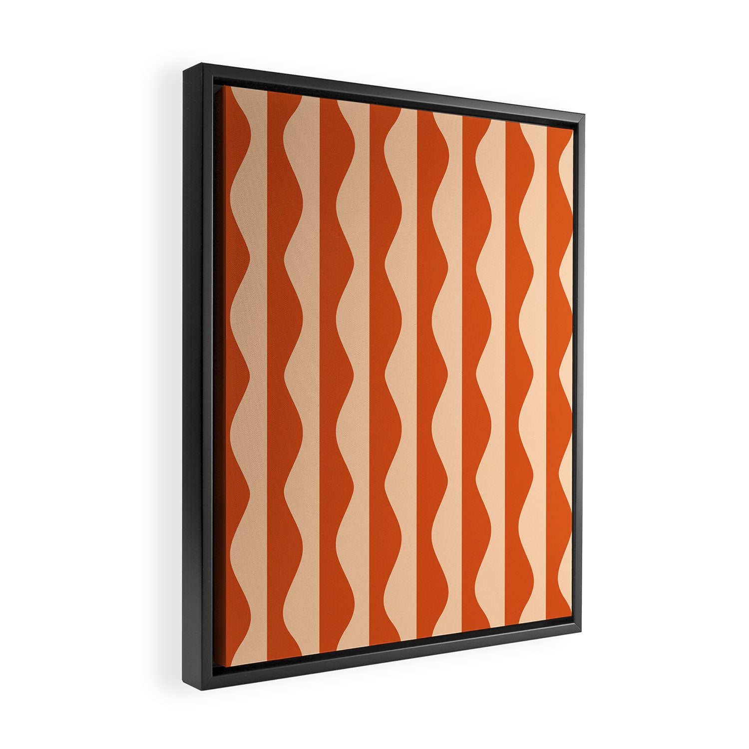 Retro Wavy Lines Pattern in Burnt Orange & Peach Framed Canvas Print Gallery Image 2