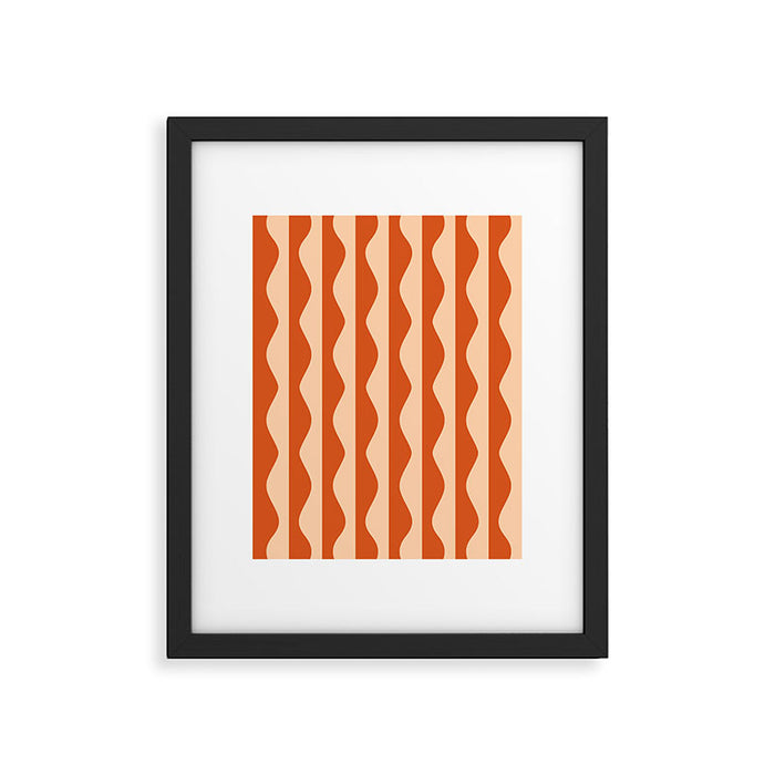 Retro Wavy Lines Pattern in Burnt Orange & Peach Framed Art Print Gallery Image 1