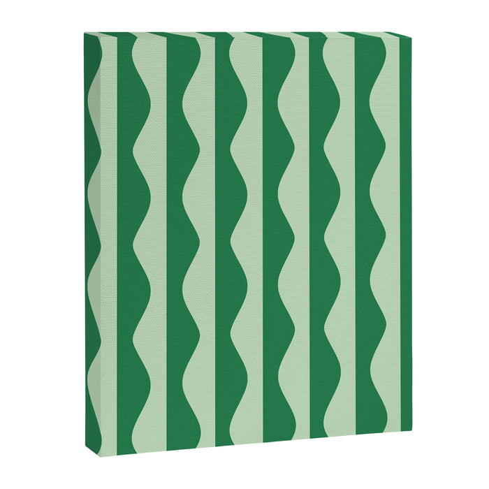Retro Wavy Lines Pattern in Green Canvas Print Gallery Image 1